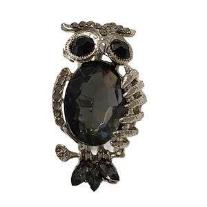 Vintage Jelly Belly Owl Brooch with Smokey Lucite, Vintage Scatter Pins